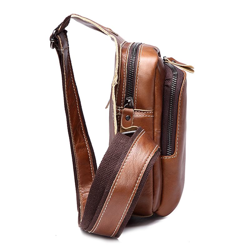 Män Slingväska I Äkta Läder Business Casual Outdoor Chest Crossbody-väska För Ipad Mini