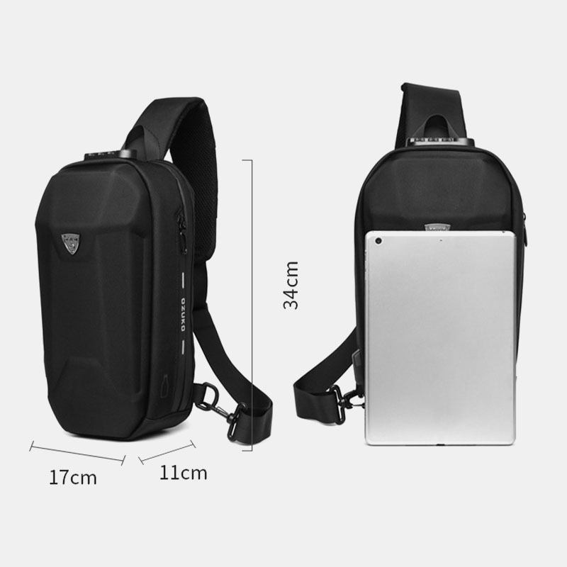 Män Usb Laddning Multi-pocket Stöldskydd Vattentät Utomhus Crossbody Bag Chest Bag Sling Bag