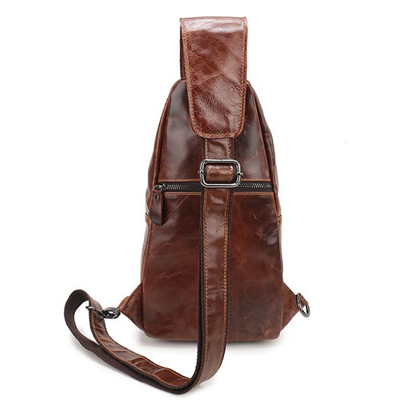 Män Vintage Äkta Läder Retro Crossbody-väska Bröstväska