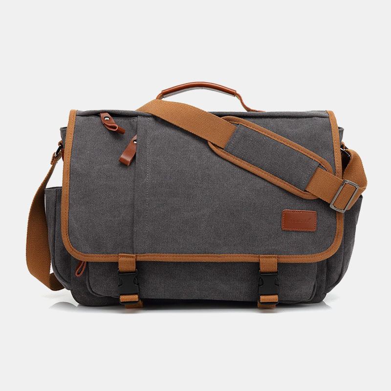 Män Vintage Stor Kapacitet Vattentät Canvas Casual Crossbody-väska Axelväska Resväska