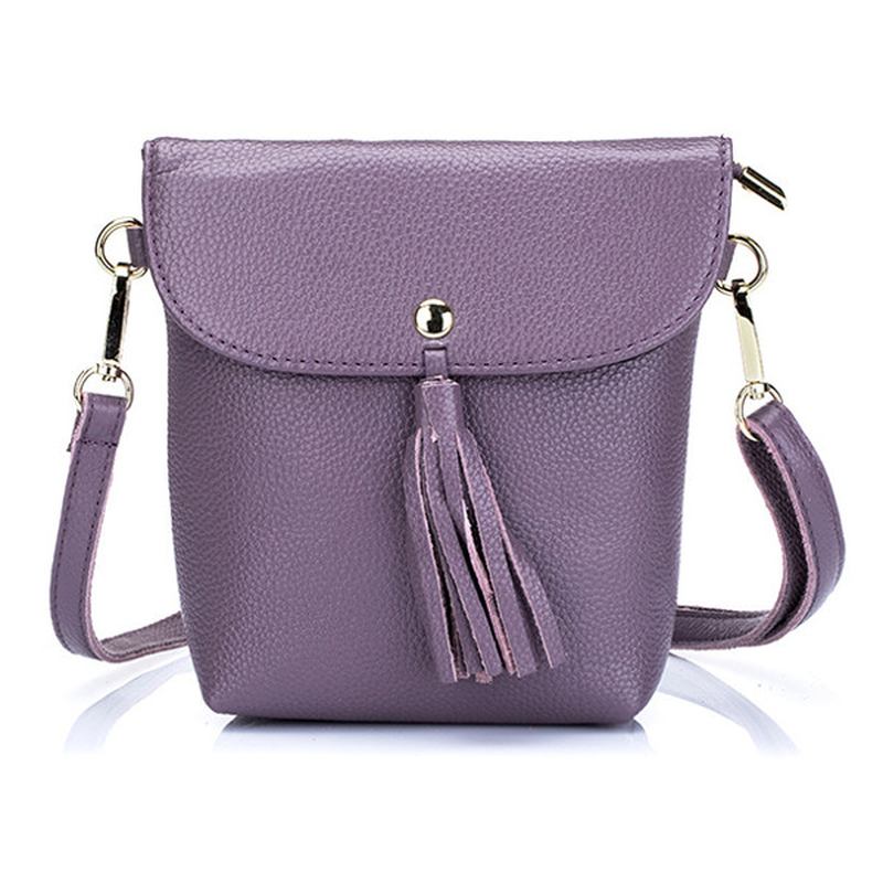 Mini-axelväskor I Äkta Läder Tassel Vintage Hasp Crossbody-väskor 5.5 Tum Telefonväskor