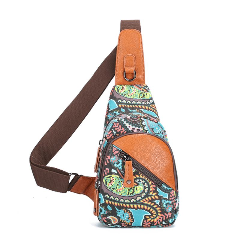 National Floral Summer Light Dam Chest Bag Sling Bag Shoulder Crossbody Bag