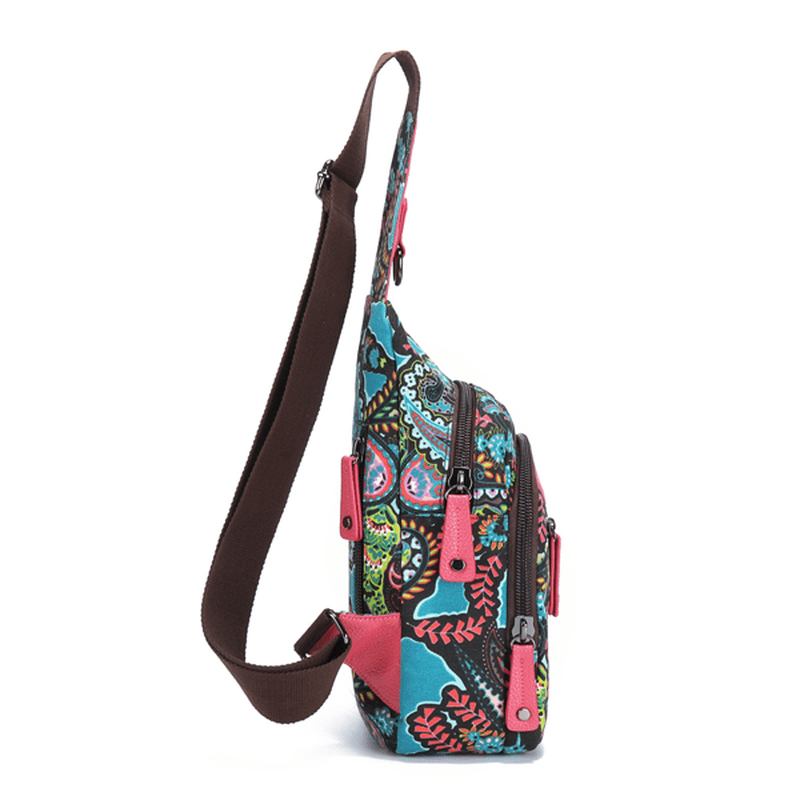 National Floral Summer Light Dam Chest Bag Sling Bag Shoulder Crossbody Bag