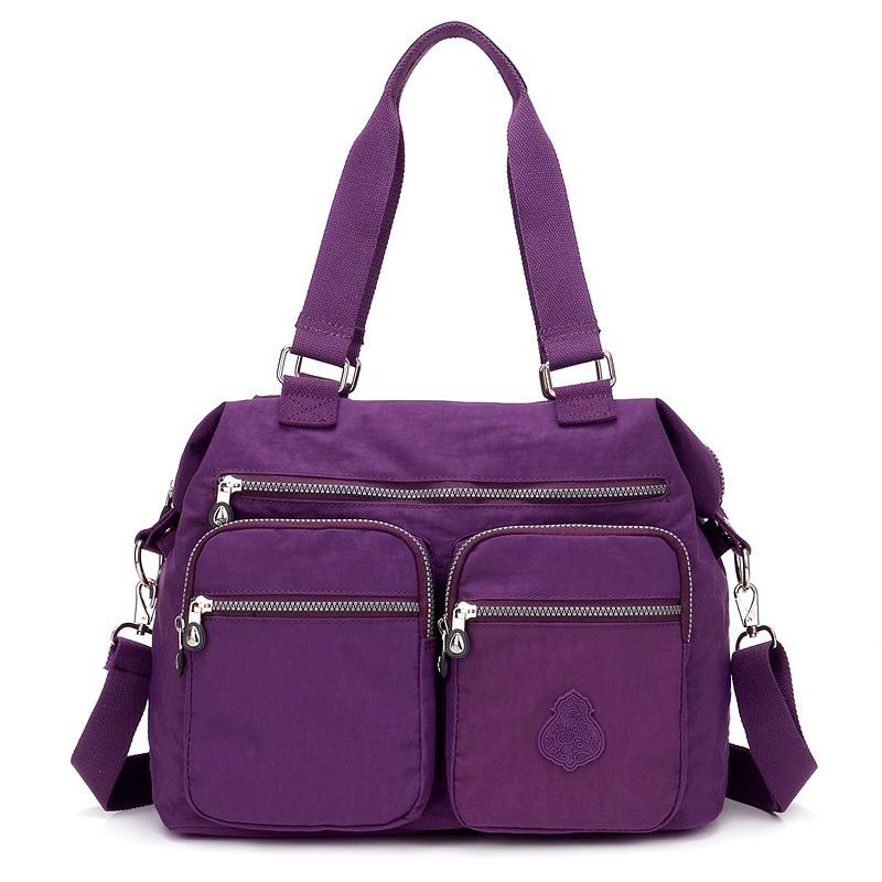 Nylon Large Capacity Lättvikts Crossbody-väska Med Flera Fickor