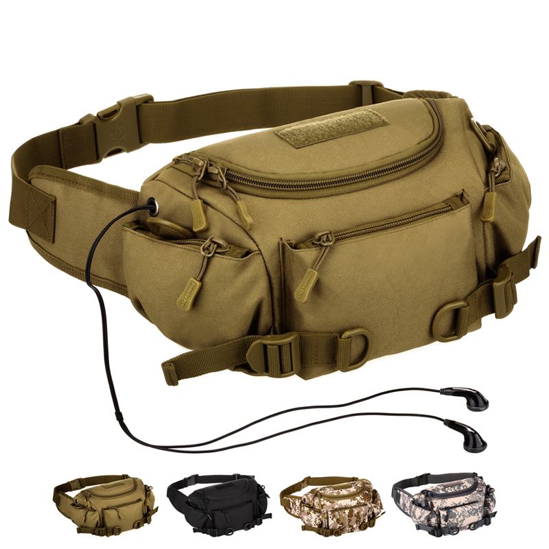 Nylon Outdoor Tactical Midjeväska Camping Fanny Pack Military Messenger Bags För Män