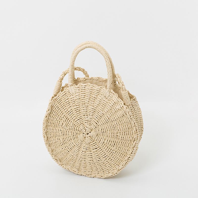 Runda Halmväskor Summer Beach Bags Crossbody-väska