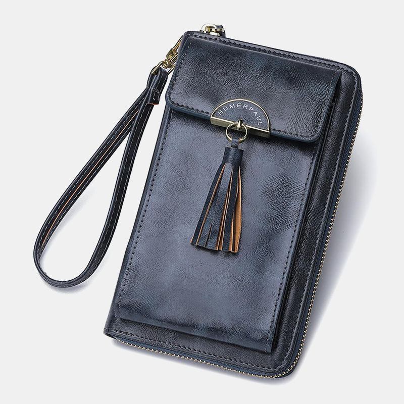 Stöldskydd För Kvinnor Multifunktion Tofs Dekor Crossbody-väska Multi-card Slots Plånbok Clutch-väska Telefonväska