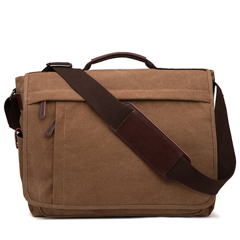 Stor Kapacitet Canvas Business Laptop-väska Axelväska Crossbody-väska För Män