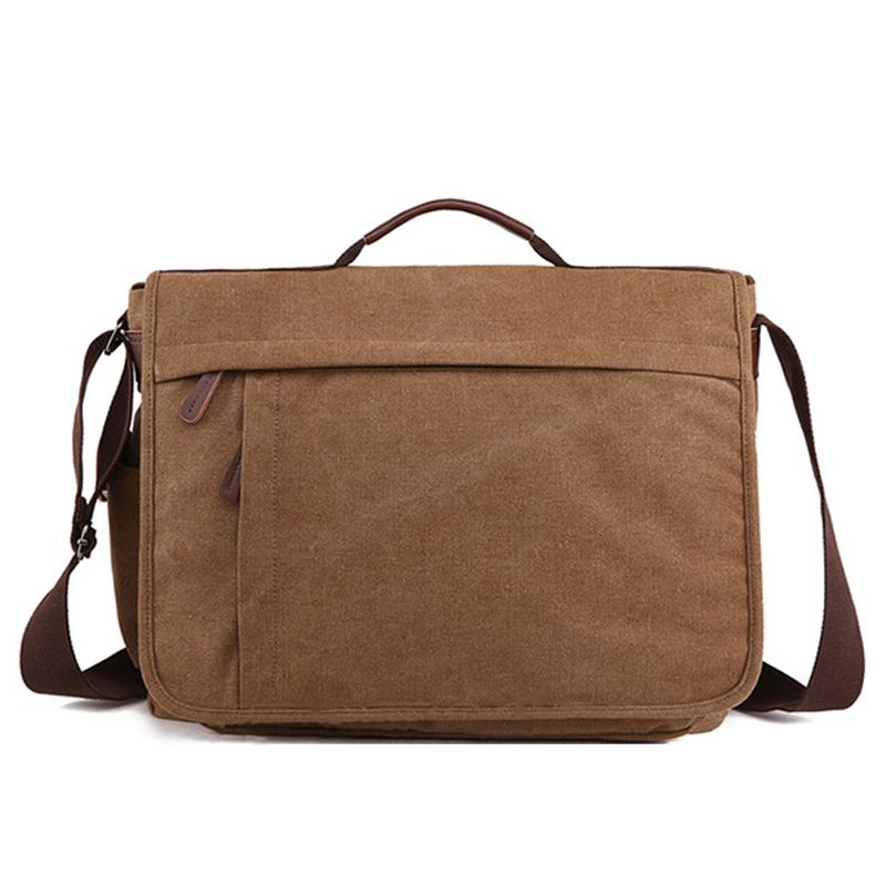 Stor Kapacitet Canvas Business Laptop-väska Axelväska Crossbody-väska För Män