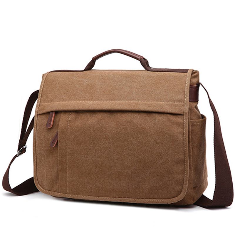 Stor Kapacitet Canvas Business Laptop-väska Axelväska Crossbody-väska För Män