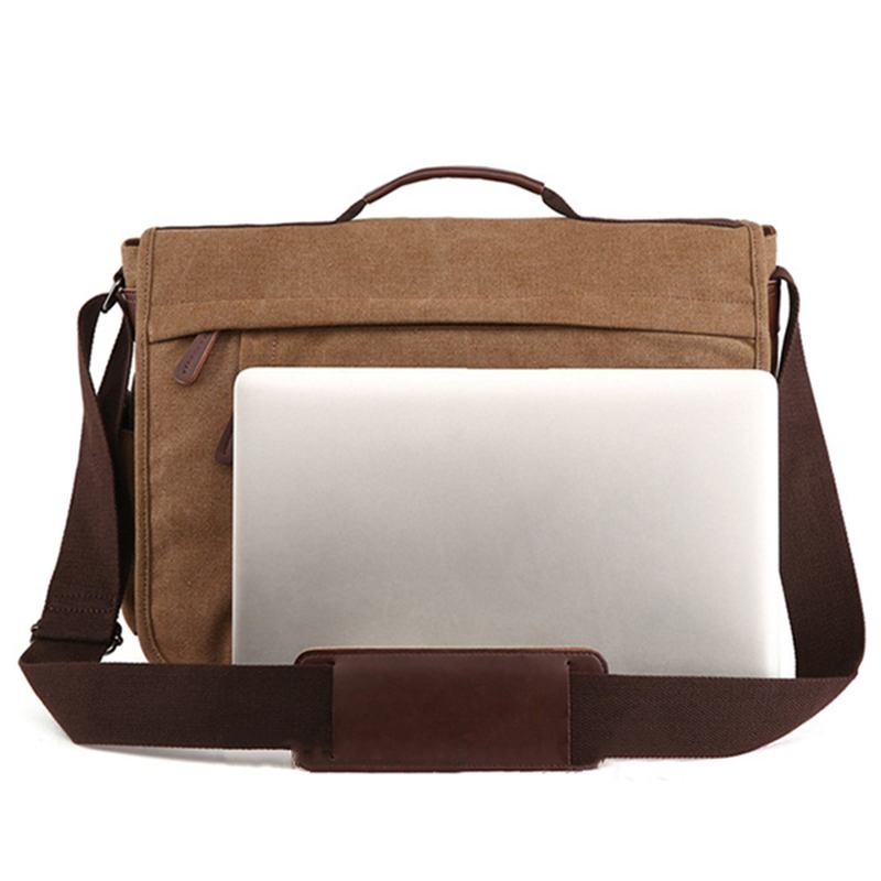 Stor Kapacitet Canvas Business Laptop-väska Axelväska Crossbody-väska För Män