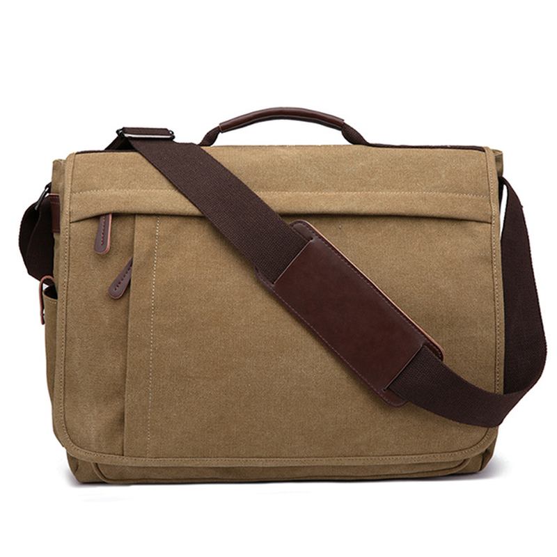 Stor Kapacitet Canvas Business Laptop-väska Axelväska Crossbody-väska För Män