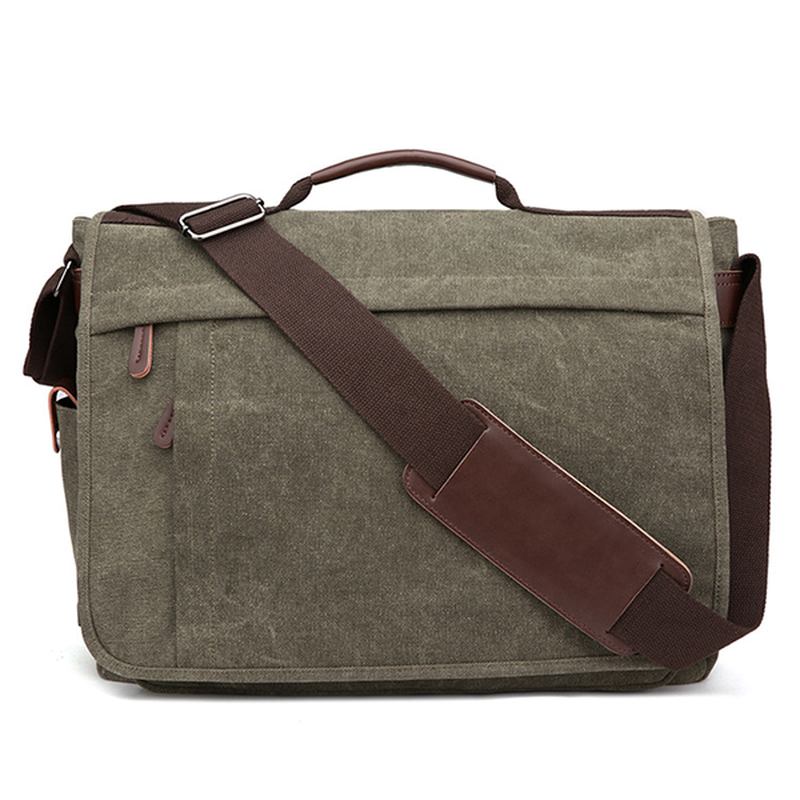 Stor Kapacitet Canvas Business Laptop-väska Axelväska Crossbody-väska För Män