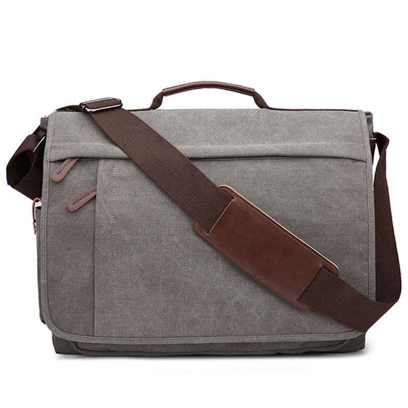 Stor Kapacitet Canvas Business Laptop-väska Axelväska Crossbody-väska För Män