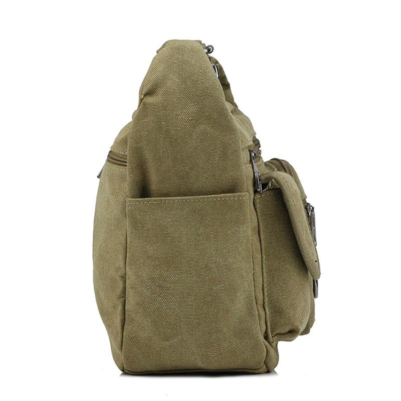 Stor Kapacitet Män Casual Canvas Shoulder Messenger Bag Rese Crossbody Bag