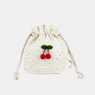 Summer Cherry Prickad Rund Halm Crossbody Bag Axelväska