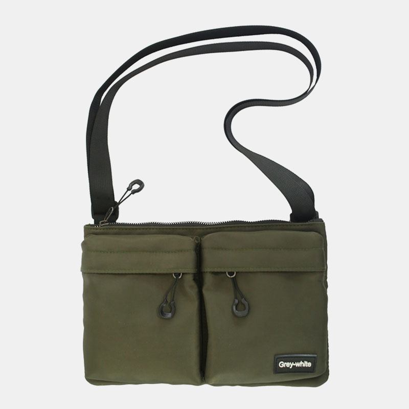 Unisex Dubbel Frontficka Med Dragkedja Crossbody-väskor Nylon Casual Enkel Slitstark Axelväska