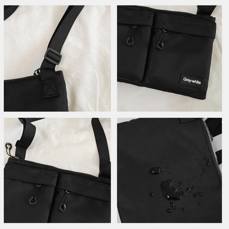 Unisex Dubbel Frontficka Med Dragkedja Crossbody-väskor Nylon Casual Enkel Slitstark Axelväska