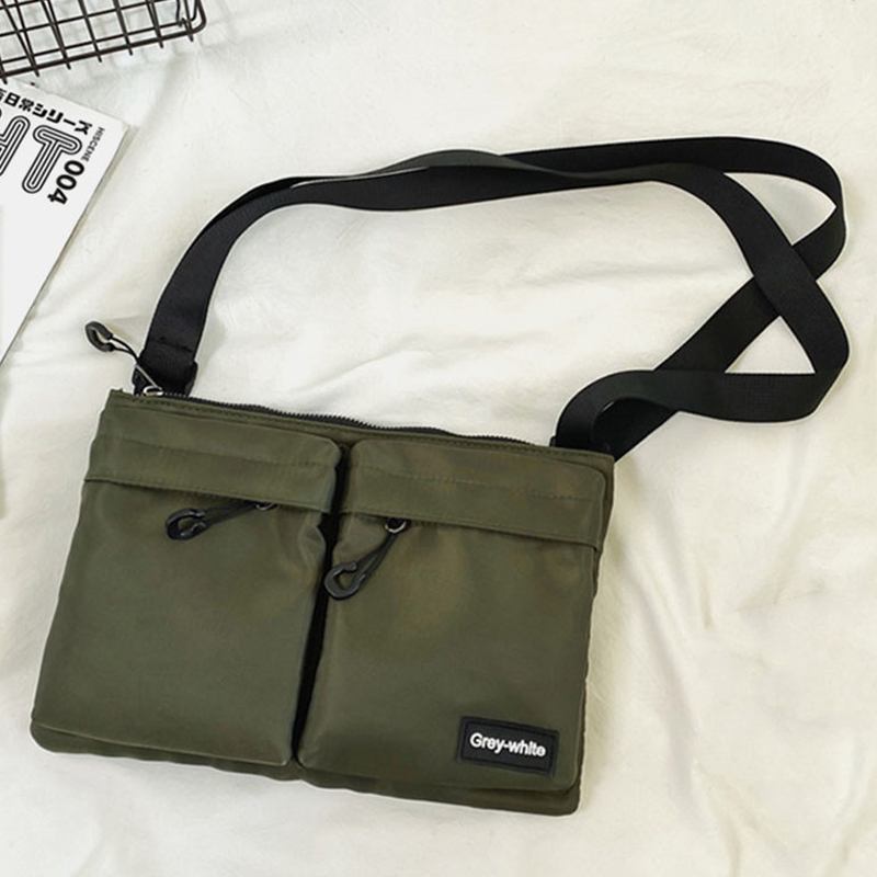 Unisex Dubbel Frontficka Med Dragkedja Crossbody-väskor Nylon Casual Enkel Slitstark Axelväska