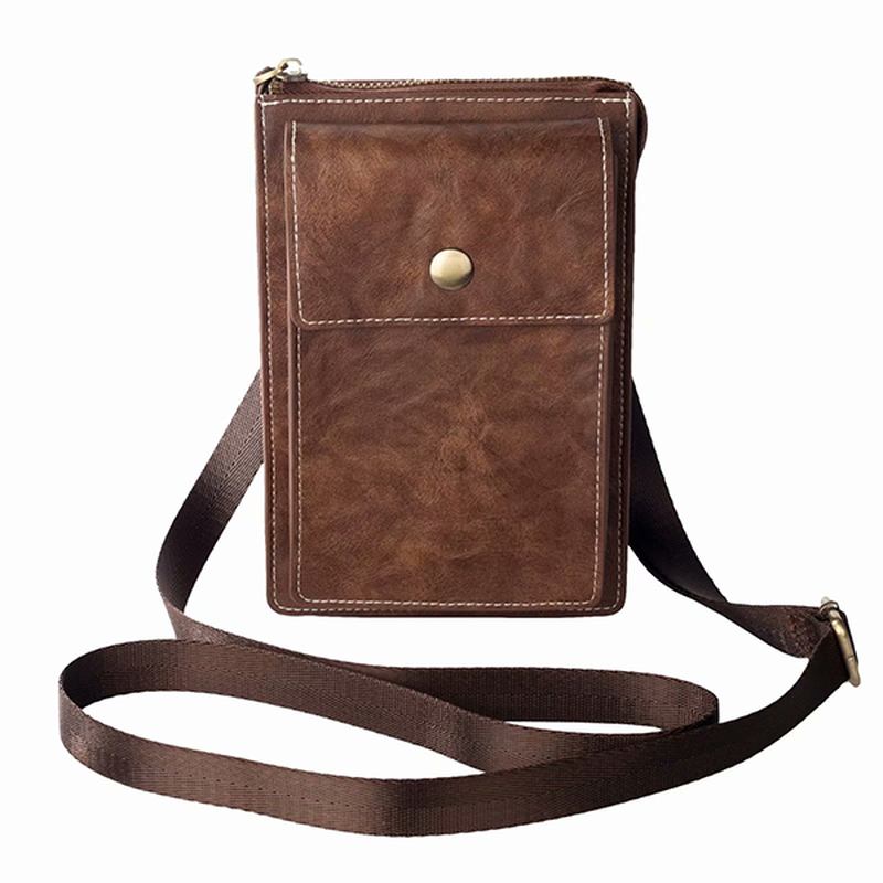 Vintage Casual Dubbel Dragkedja 6 Tums Telefonväska Crossbody-väska Midjeväska För Män