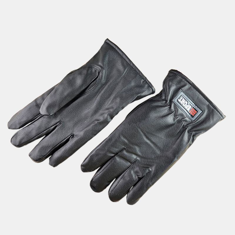 Män Konstläder Vattentät Plus Sammetsskärm Berörbar Ridning Sport Outdoor Full-finger Handskar