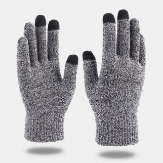 Män Vinter Svalt Skydd Varma Full-finger Ull Stickade Handskar Thicken Plus Velvet Three-finger Touch-screen Thermal Gym Handskar