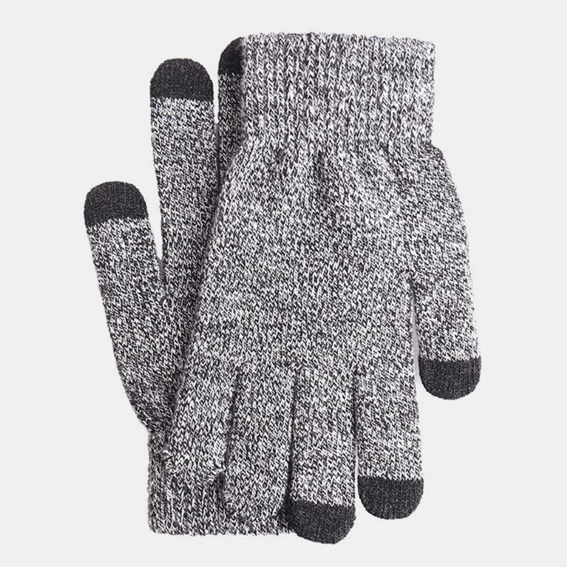 Män Vinter Svalt Skydd Varma Full-finger Ull Stickade Handskar Thicken Plus Velvet Three-finger Touch-screen Thermal Gym Handskar