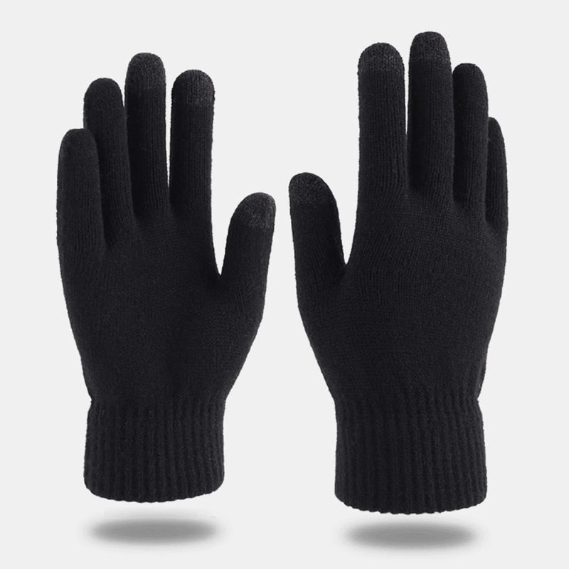 Män Vinter Svalt Skydd Varma Full-finger Ull Stickade Handskar Thicken Plus Velvet Three-finger Touch-screen Thermal Gym Handskar