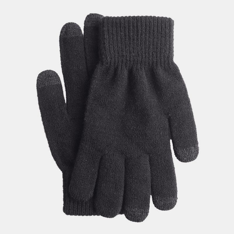 Män Vinter Svalt Skydd Varma Full-finger Ull Stickade Handskar Thicken Plus Velvet Three-finger Touch-screen Thermal Gym Handskar