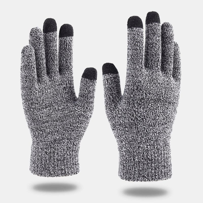 Män Vinter Svalt Skydd Varma Full-finger Ull Stickade Handskar Thicken Plus Velvet Three-finger Touch-screen Thermal Gym Handskar