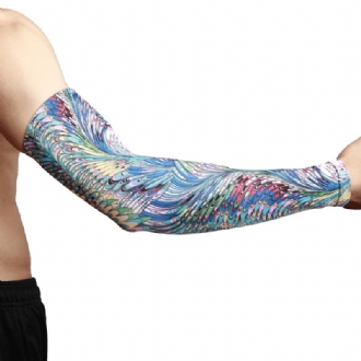 Overseas Warehouse Hår Utomhus Solskydd Peacock Mönster Cool Sleeve Riding Tatuering Arm Armbågsärm