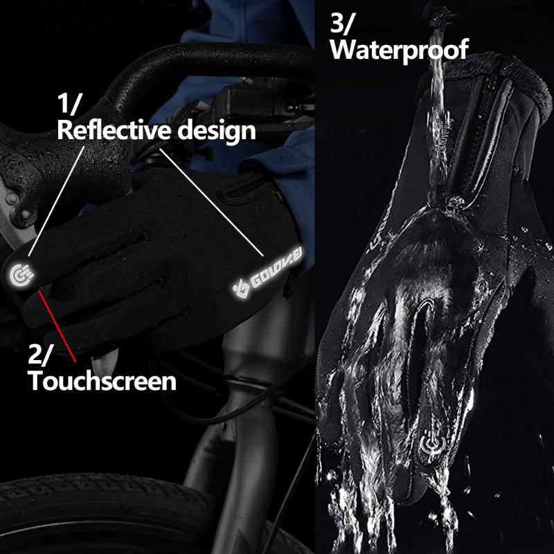 Unisex 2-fingerlösa Vintersport Utomhusträning Cykling Handskar Två Fingrar Design Fri Kontroll Pekskärm Varma Vattentäta Handskar