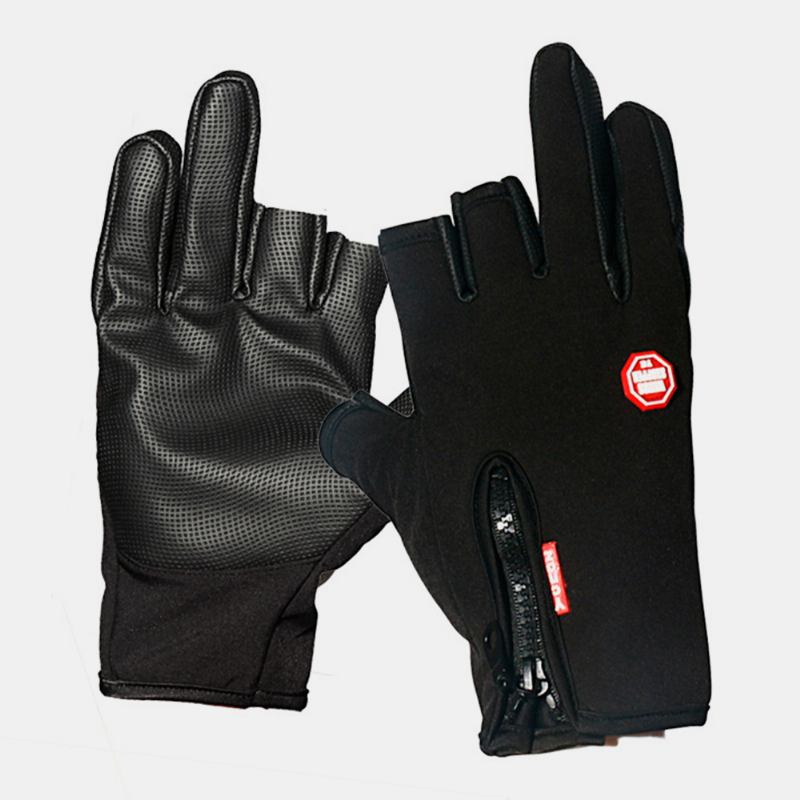 Unisex Half-finger Vattentät Utomhus Sport Reding Fiske Halkfria Läderhandskar