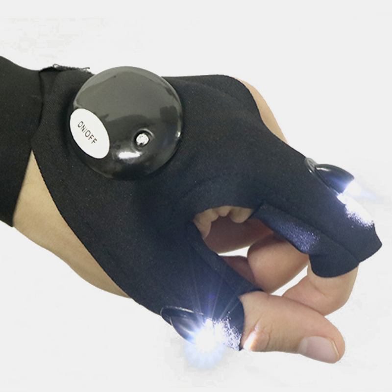 Unisex Led-ljus Utomhussport Nattfiske Vattentäta Halvfingerhandskar