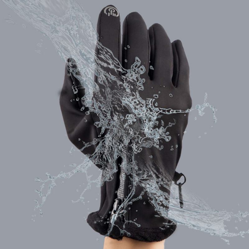 Unisex Winter Ski Full Finger Dragkedja Handskar