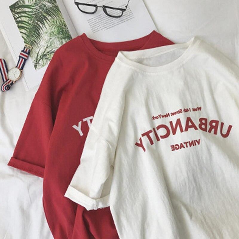 Damtryck T-shirt O-ringad Kortärmad Kvinnlig Streetwear Oversized T-shirt Fritidsskjortor Kläder Sommar Lösa Hipster Toppar T-shirts