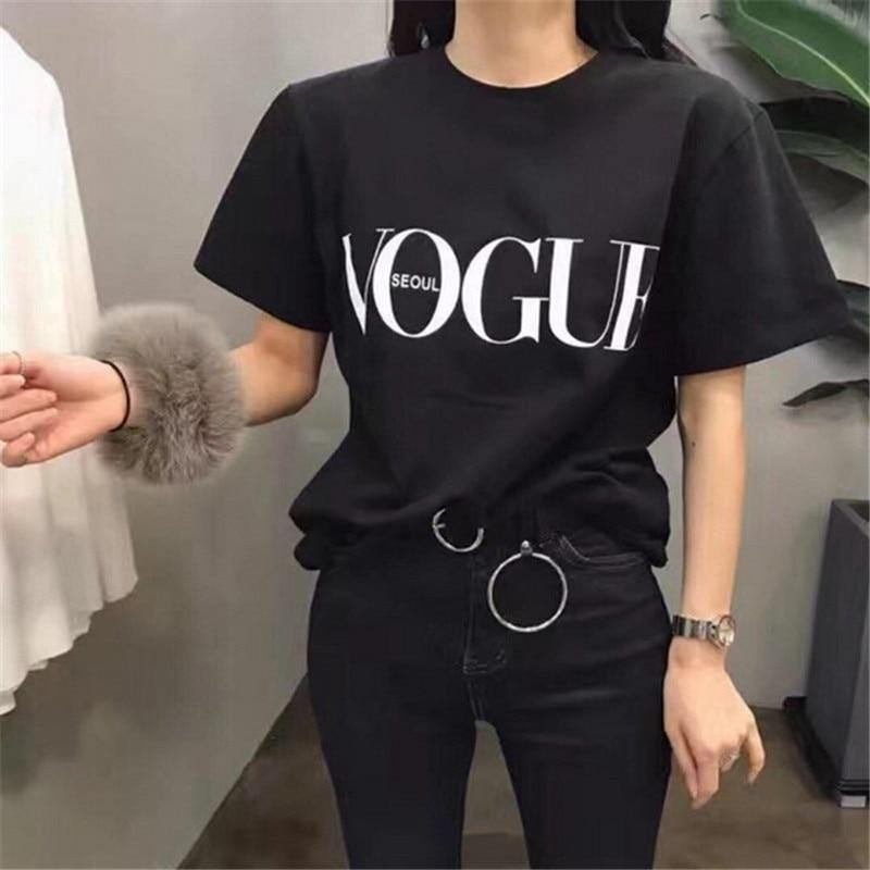 Summer Girl Kortärmade Toppar För Kvinnor Vogue Brevtryckt Harajuku T-shirt Dam Camisas