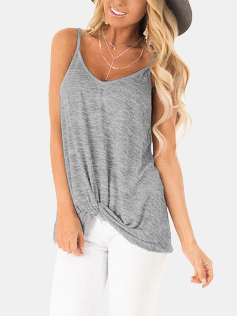 Casual V-ringad Ärmlösa Remmar Camisole Linne