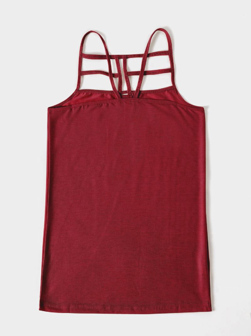 Enfärgad Utskuren Korsad Front Casual Cami