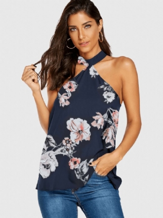 Kvinnor Casual Random Blommönster Halter Ärmlös Cami