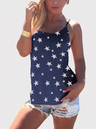 Star Med Tryck Back Cross Sleeveless Sling Casual Wild Linne