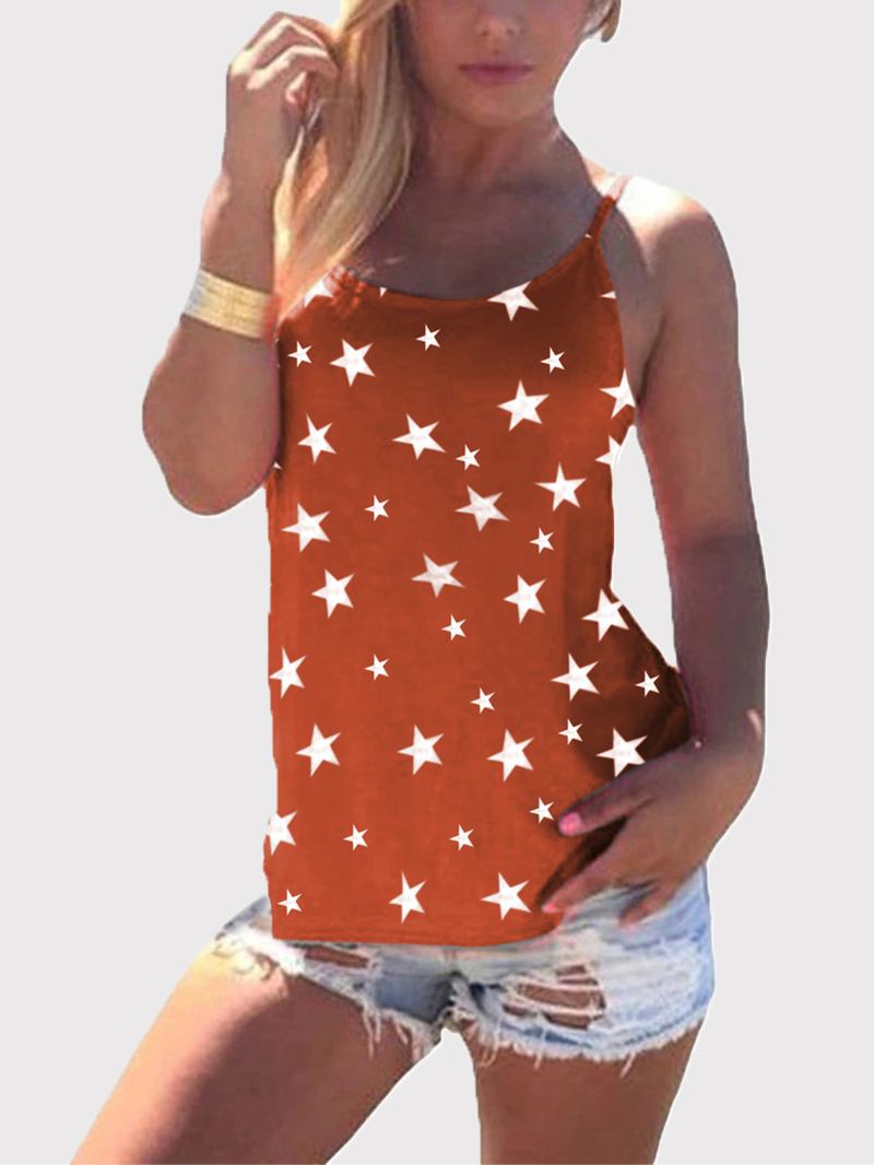 Star Med Tryck Back Cross Sleeveless Sling Casual Wild Linne