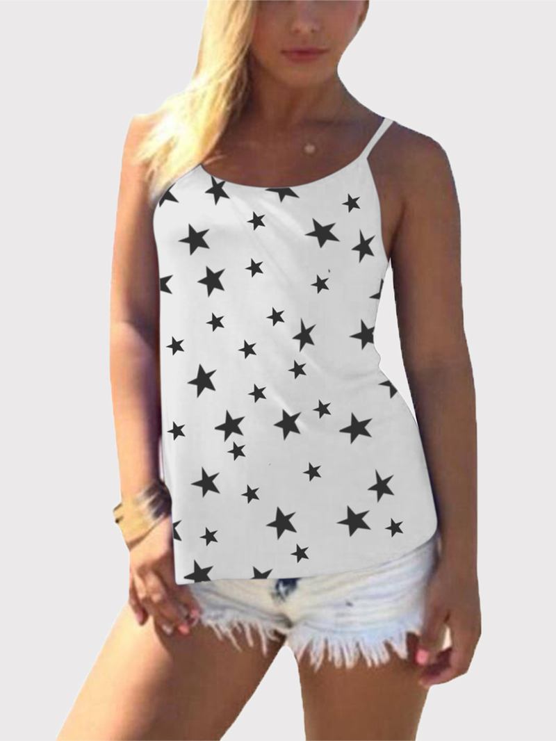 Star Med Tryck Back Cross Sleeveless Sling Casual Wild Linne