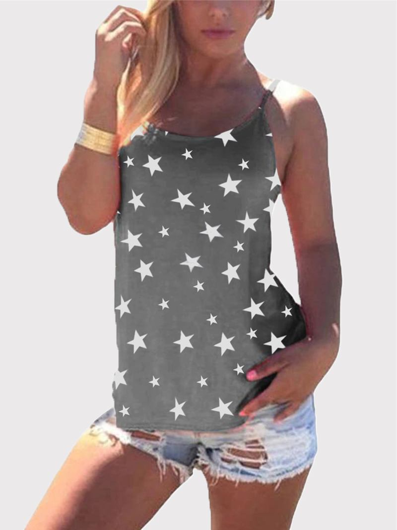 Star Med Tryck Back Cross Sleeveless Sling Casual Wild Linne