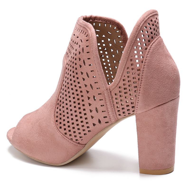 Kvinnor Hollow Out Peep Toe Slip On Causal High Heel Office Pumps