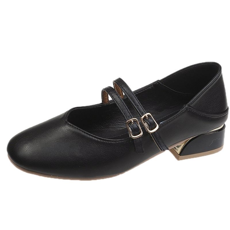 Kvinnor Rund Tå Enfärgade Block Heel Slip On Loafers