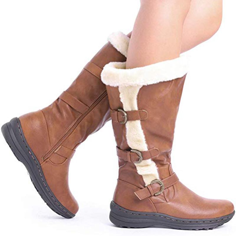 Dam Retro Plysch Foder Varm Casual Mid Calf Snow Boots