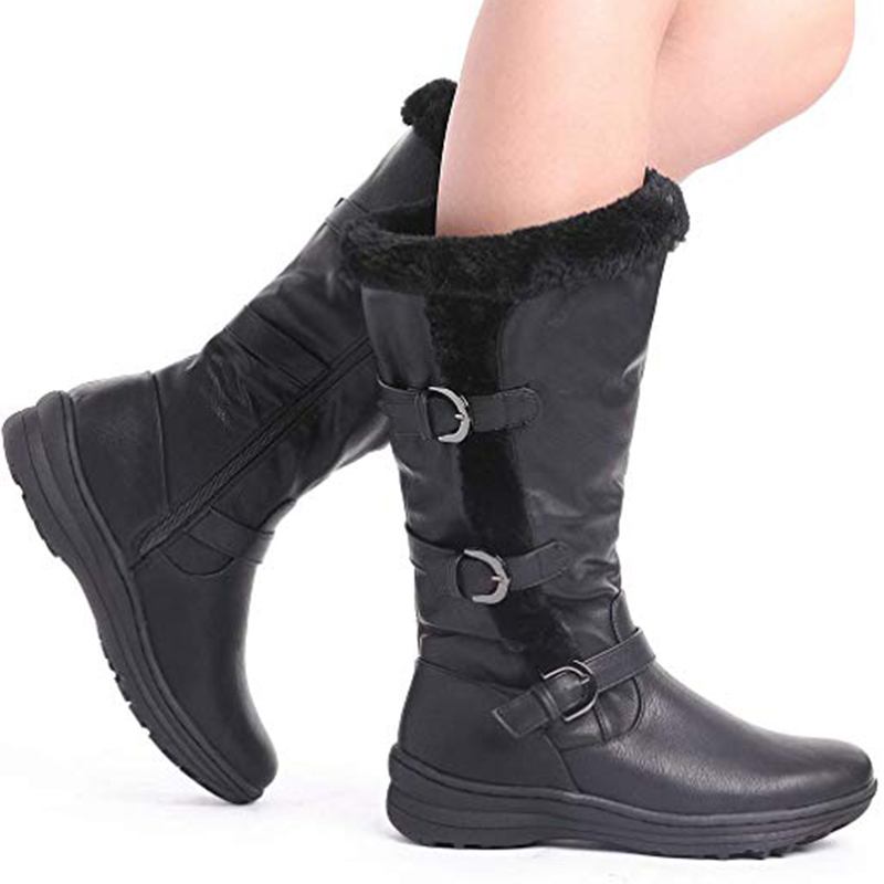 Dam Retro Plysch Foder Varm Casual Mid Calf Snow Boots