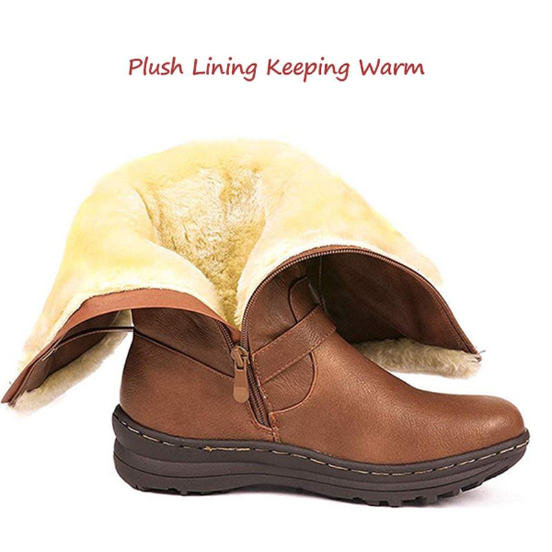 Dam Retro Plysch Foder Varm Casual Mid Calf Snow Boots