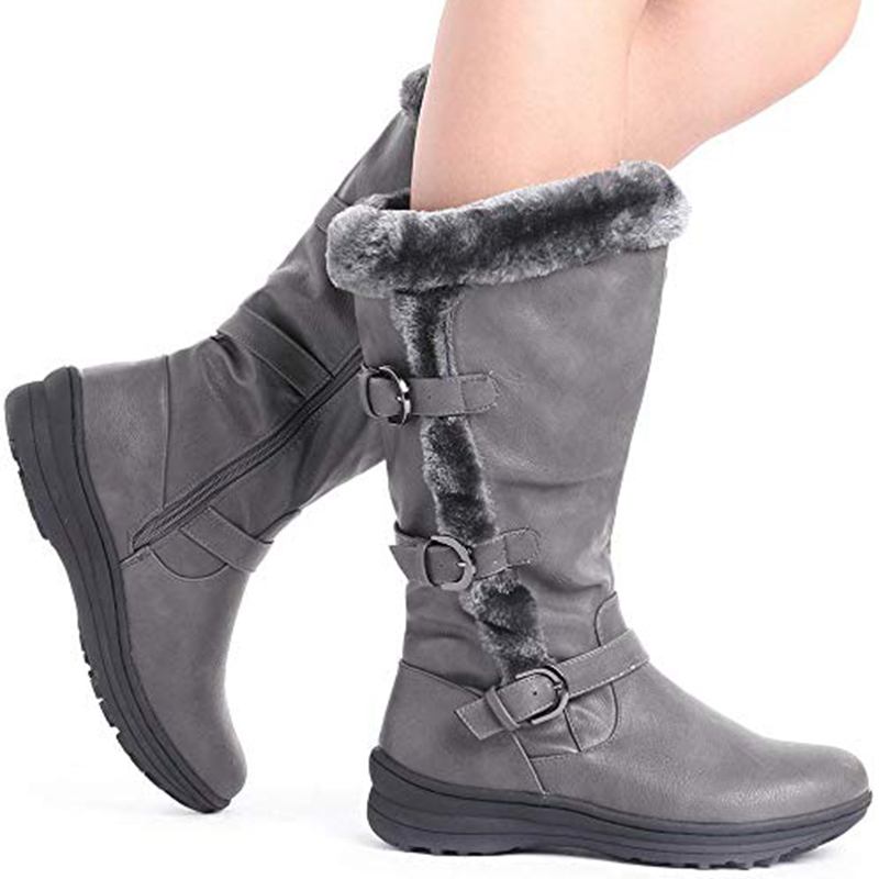 Dam Retro Plysch Foder Varm Casual Mid Calf Snow Boots